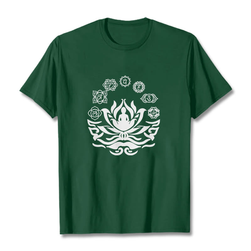 Buddha Stones OM Symbol Sanskrit Mantras Buddha Lotus Blume Design T T-shirt - Waldgrün - 2XL - image 5