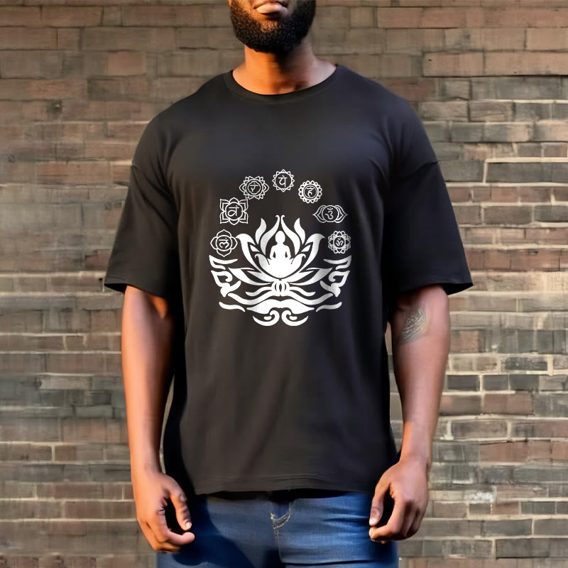 Buddha Stones OM Symbol Sanskrit Mantras Buddha Lotus Blume Design T T-shirt - image 9