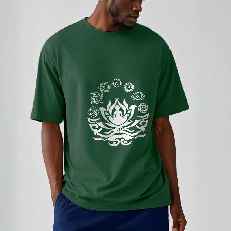 Buddha Stones OM Symbol Sanskrit Mantras Buddha Lotus Blume Design T T-shirt - image 6