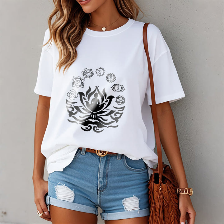 Buddha Stones OM Symbol Sanskrit Mantras Buddha Lotus Blume Design T T-shirt - image 3