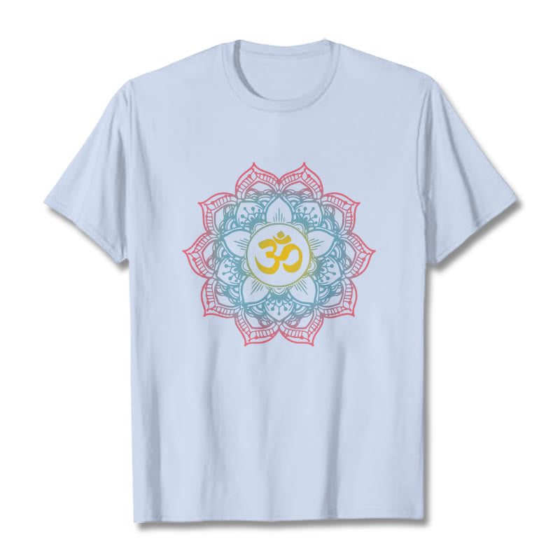 Buddha Stones Lotus-förmigen Mandala OM Symbol Design T T-shirt - HellCyan - 2XL - image 11
