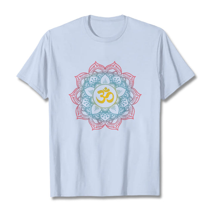 Buddha Stones Lotus-förmigen Mandala OM Symbol Design T T-shirt - HellCyan - 2XL - image 11