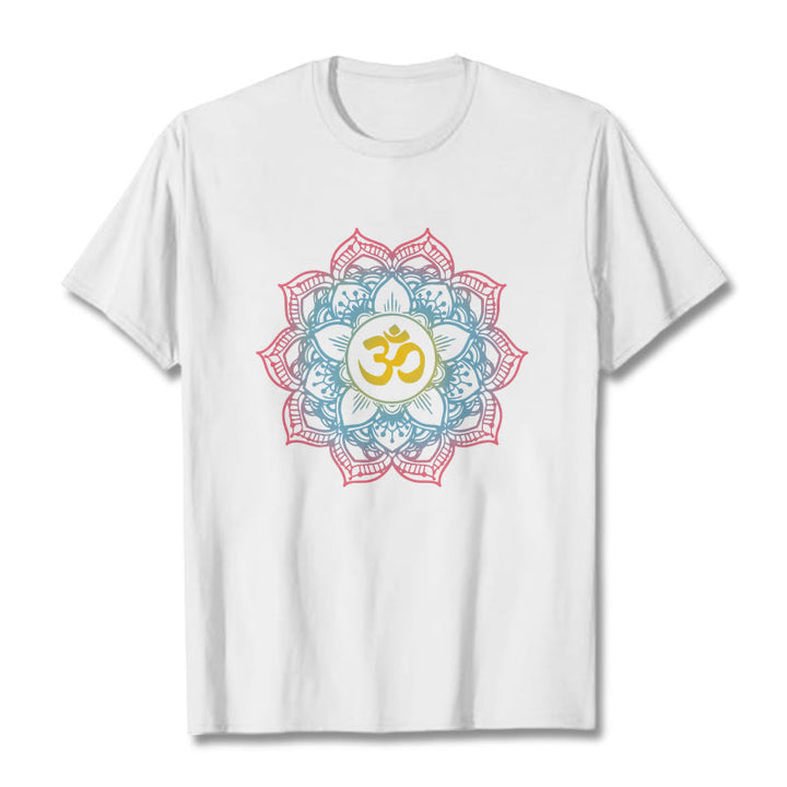 Buddha Stones Lotus-förmigen Mandala OM Symbol Design T T-shirt - Weiß - 2XL - image 8