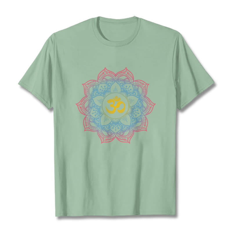 Buddha Stones Lotus-förmigen Mandala OM Symbol Design T T-shirt - Blassgrün - 2XL - image 18
