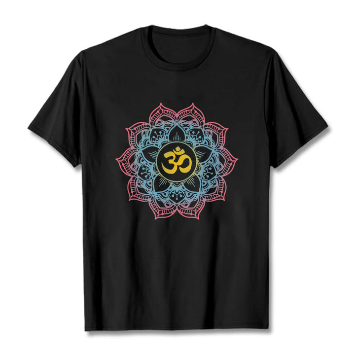 Buddha Stones Lotus-förmigen Mandala OM Symbol Design T T-shirt - Schwarz - 2XL - image 1