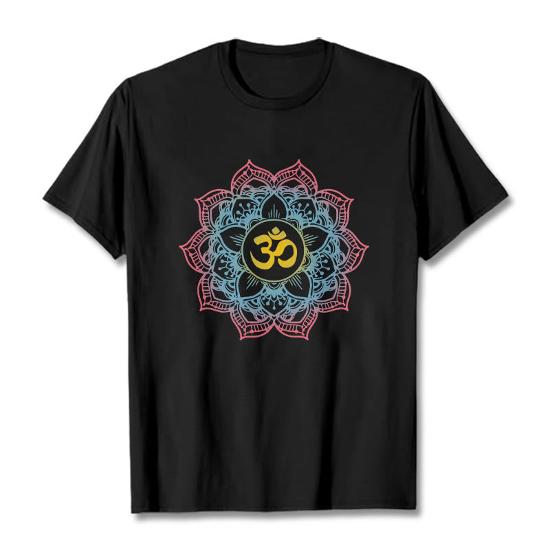 Buddha Stones Lotus-förmigen Mandala OM Symbol Design T T-shirt - Schwarz - 2XL - image 1