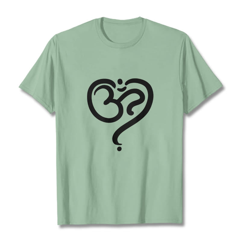 Buddha Stones Liebe Herz OM Symbol Design T T-shirt - Blassgrün - 2XL - image 18