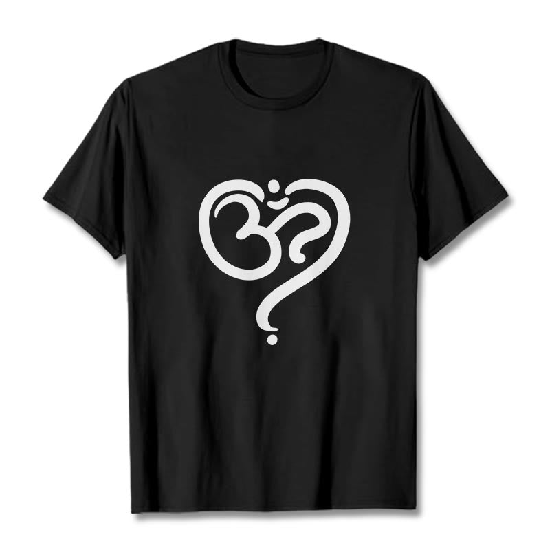 Buddha Stones Liebe Herz OM Symbol Design T T-shirt - Schwarz - 2XL - image 1