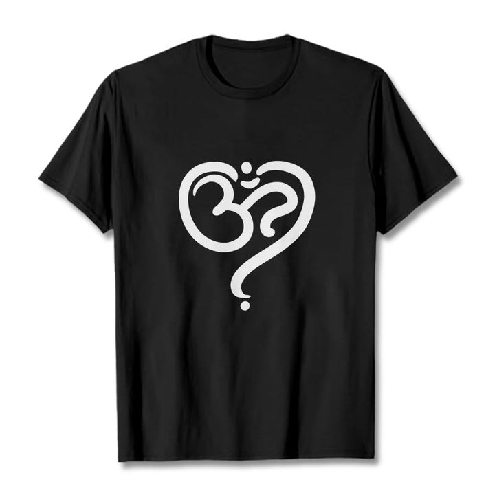 Buddha Stones Liebe Herz OM Symbol Design T T-shirt - Schwarz - 2XL - image 1