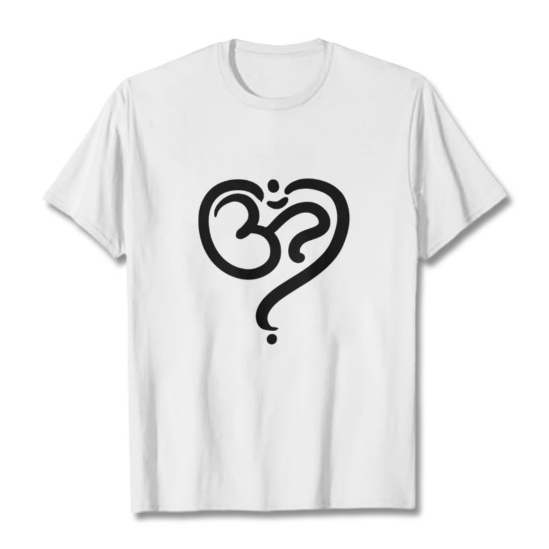Buddha Stones Liebe Herz OM Symbol Design T T-shirt - Weiß - 2XL - image 6