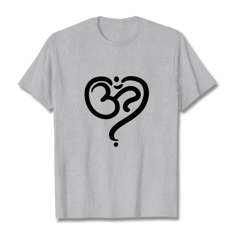 Buddha Stones Liebe Herz OM Symbol Design T T-shirt - Hellgrau - 2XL - image 20