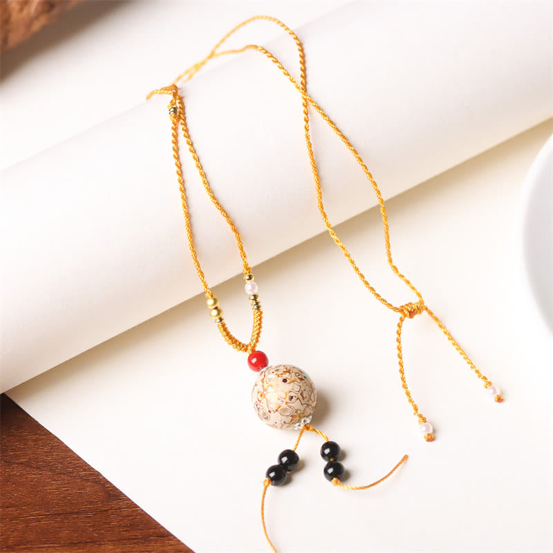 Buddha Stones Ebenholz Holz Venus Aurora Perle Lack Handwerk Frieden Halskette Anhänger - Beige Charm (Zufälliges Beige) - image 5