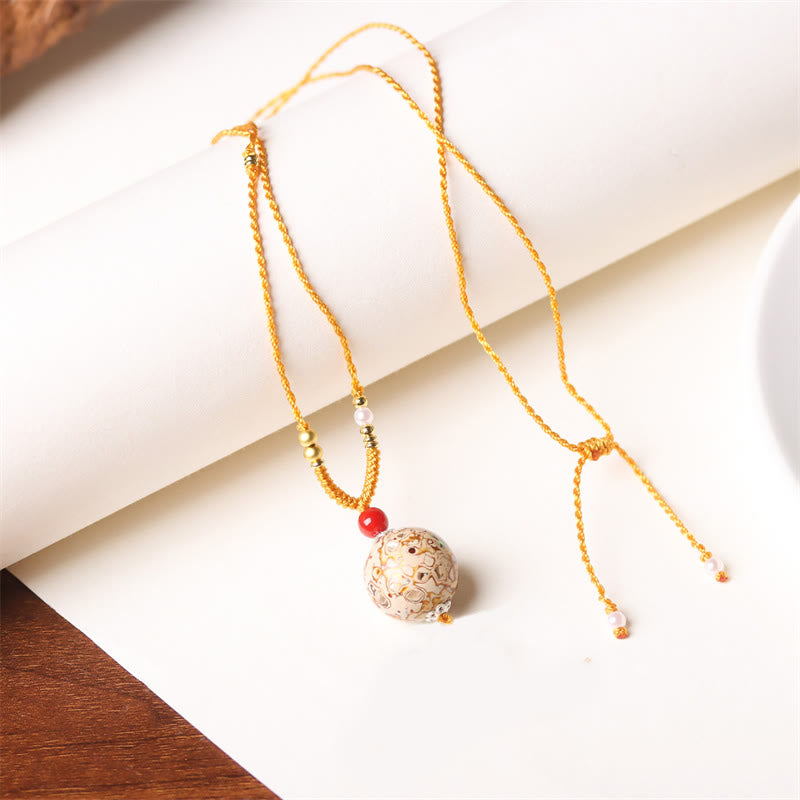 Buddha Stones Ebenholz Holz Venus Aurora Perle Lack Handwerk Frieden Halskette Anhänger - Beige (Zufälliges Beige) - image 7