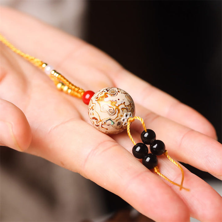 Buddha Stones Ebenholz Holz Venus Aurora Perle Lack Handwerk Frieden Halskette Anhänger - image 6