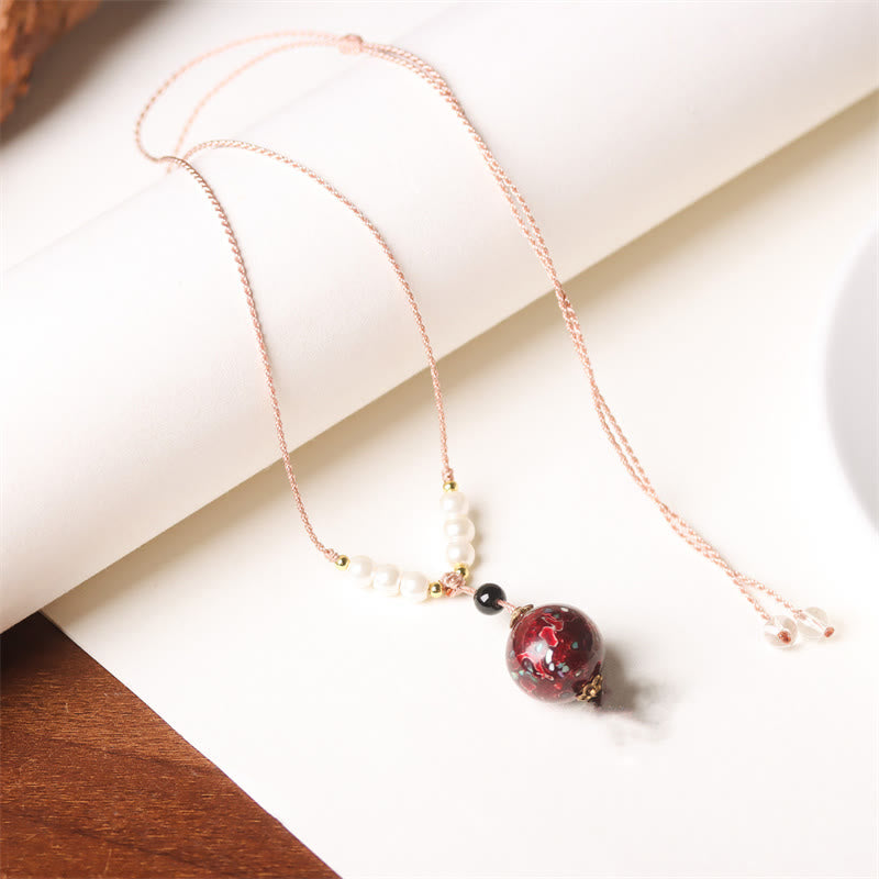 Buddha Stones Ebenholz Holz Aurora Lack Handwerk Perle Perle Balance Halskette Anhänger - Dunkelrot (zufälliges Rot) - image 3