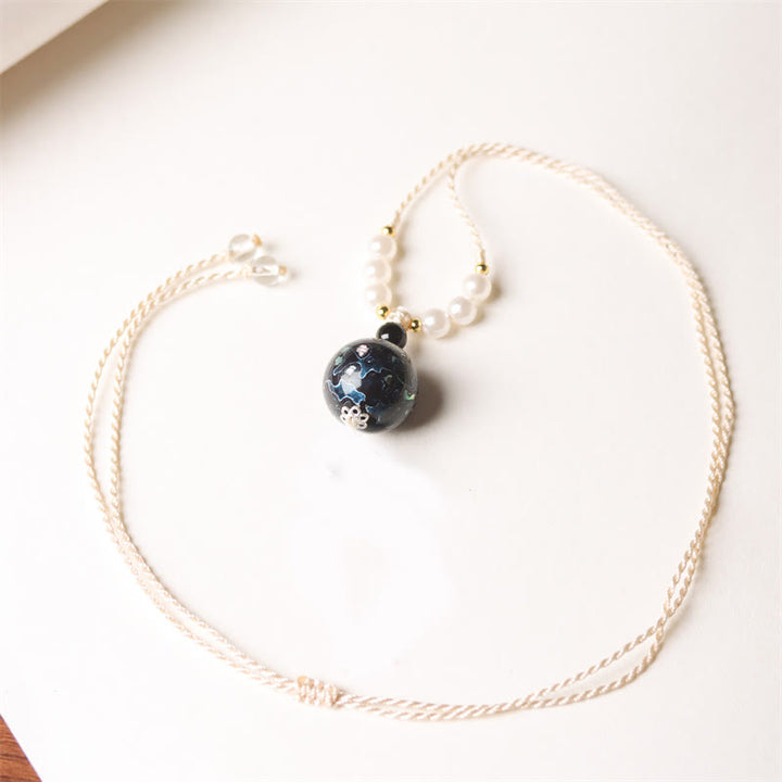 Buddha Stones Ebenholz Holz Aurora Lack Handwerk Perle Perle Balance Halskette Anhänger - Dunkelblau (zufälliges Blau) - image 7