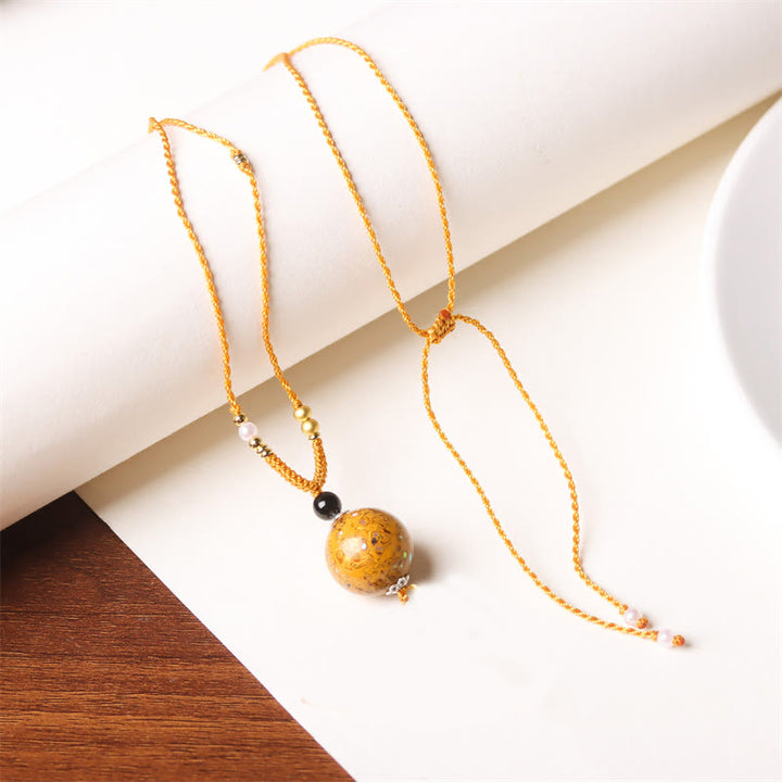 Buddha Stones Ebenholz Holz Aurora Lack Handwerk Perle Perle Balance Halskette Anhänger - Golden (Zufälliges Golden) - image 16