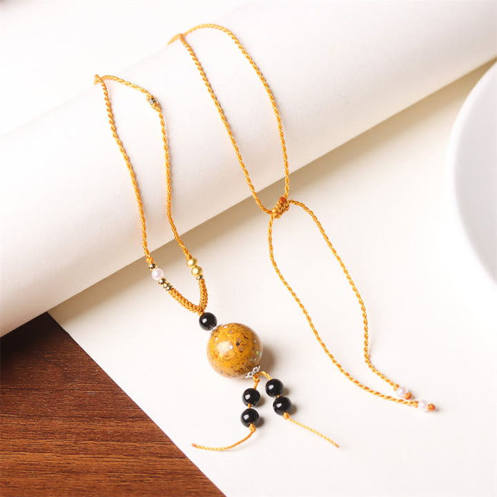 Buddha Stones Ebenholz Holz Aurora Lack Handwerk Perle Perle Balance Halskette Anhänger - Goldener Charme (zufälliges Golden) - image 14
