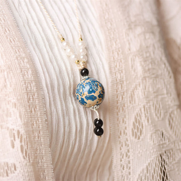 Buddha Stones Ebenholz Holz Aurora Lack Handwerk Perle Perle Balance Halskette Anhänger - image 12