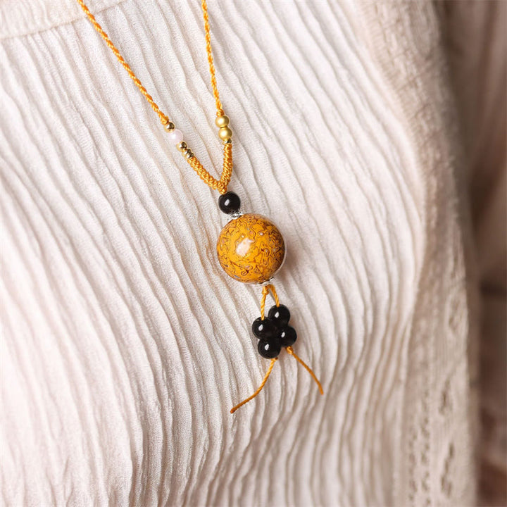 Buddha Stones Ebenholz Holz Aurora Lack Handwerk Perle Perle Balance Halskette Anhänger - image 15