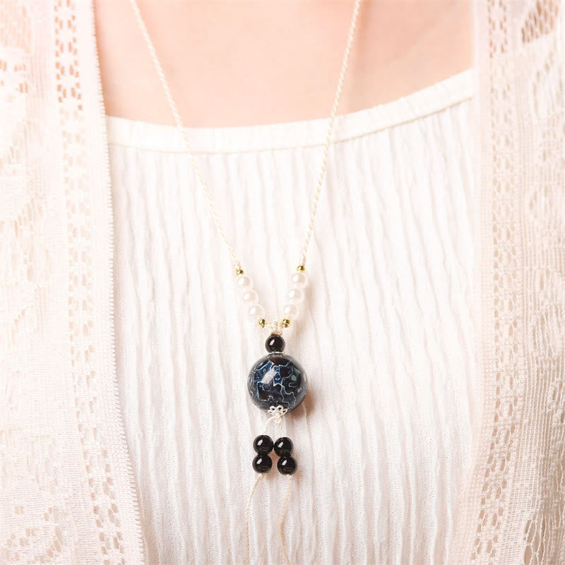 Buddha Stones Ebenholz Holz Aurora Lack Handwerk Perle Perle Balance Halskette Anhänger - image 6