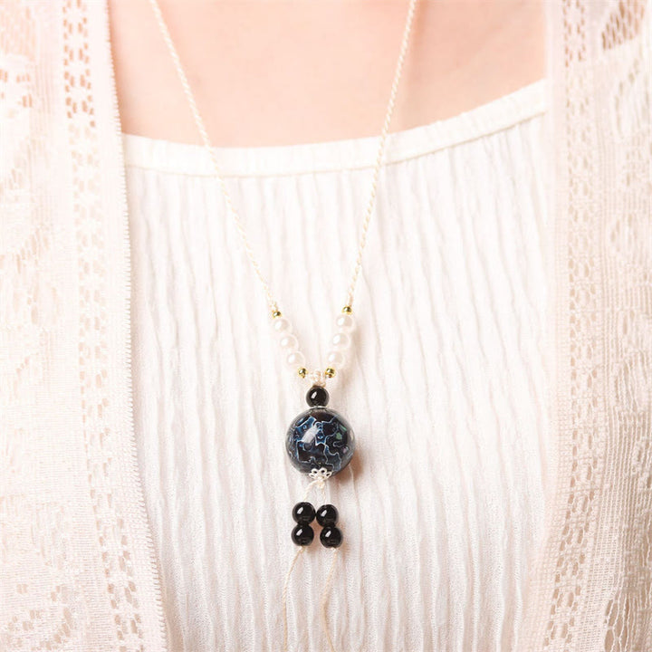 Buddha Stones Ebenholz Holz Aurora Lack Handwerk Perle Perle Balance Halskette Anhänger - image 6