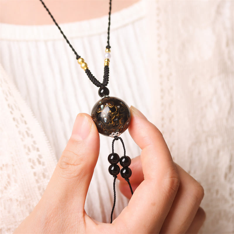 Buddha Stones Ebenholz Holz Aurora Lack Handwerk Perle Perle Balance Halskette Anhänger - image 18
