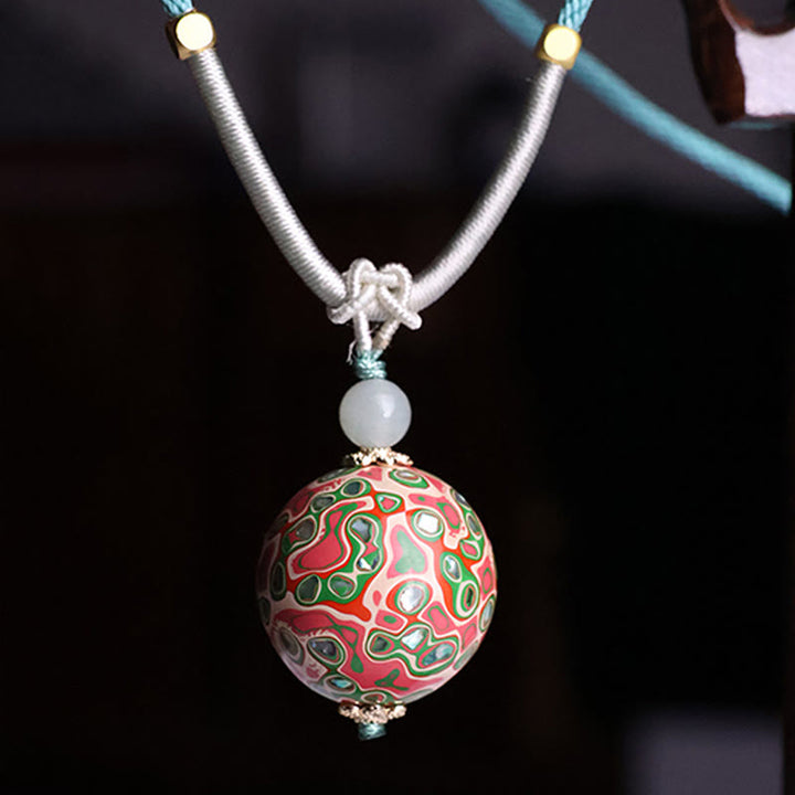 Buddha Stones Ebenholz Holz Bunte Lack Handwerk Perle Ruhe Halskette Anhänger - Bunt (Zufällig Beige Bunt) - image 1