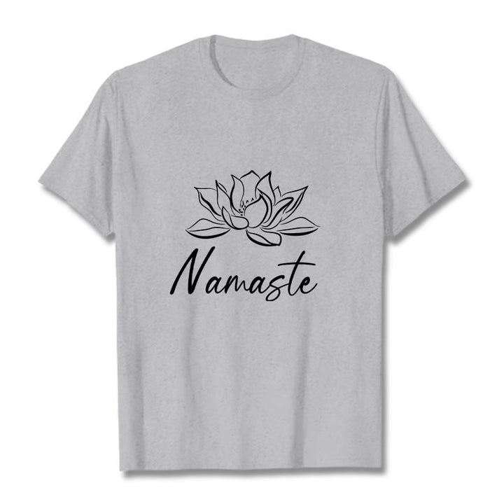 Buddha Stones Einfache Lotusblume Namaste Meditation Baumwoll-T-Shirt - Hellgrau - 2XL - image 20