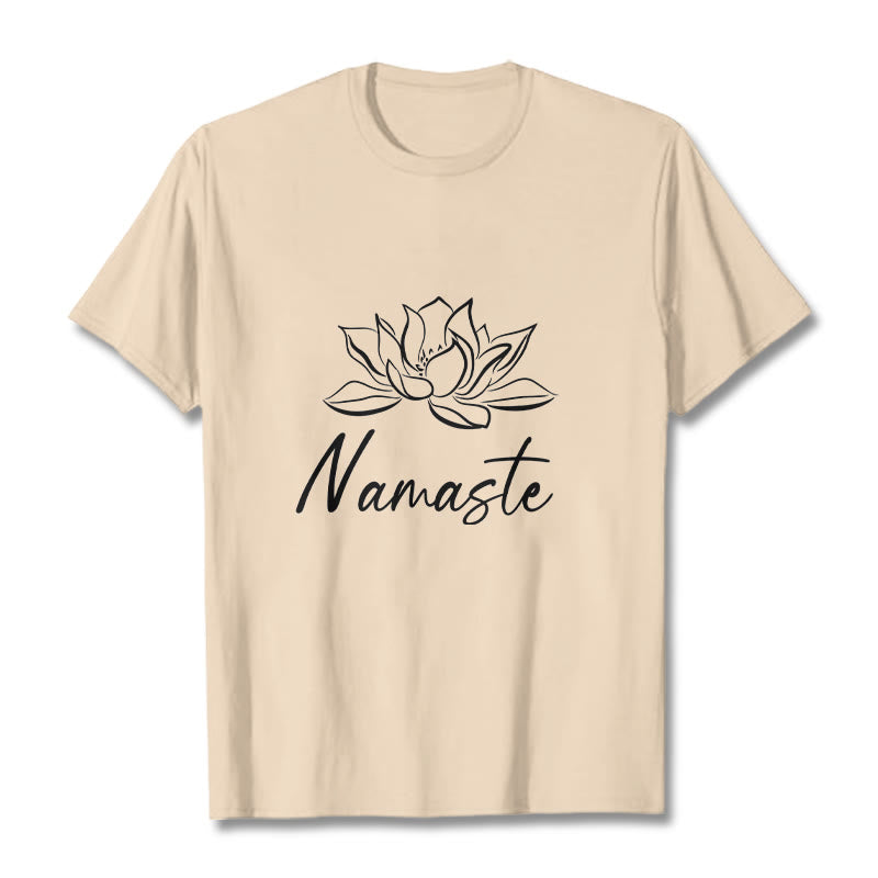 Buddha Stones Einfache Lotusblume Namaste Meditation Baumwoll-T-Shirt - Bisque - 2XL - image 9