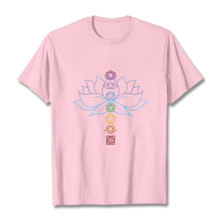 Buddha Stones Pastellfarben Lotus Blume Chakra Symbole Meditation Baumwolle T-Shirt - Hellrosa - 2XL - image 13