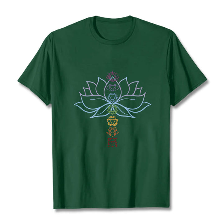 Buddha Stones Pastellfarben Lotus Blume Chakra Symbole Meditation Baumwolle T-Shirt - WaldGrün - 2XL - image 11
