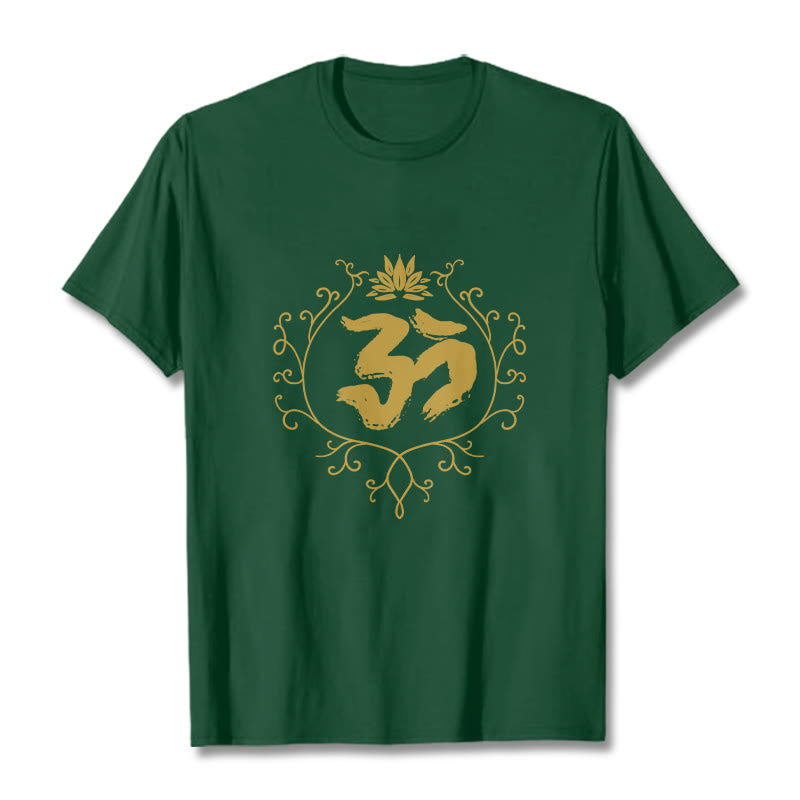 Buddha Stones Om Lotus Flower Vine Pattern Meditation Baumwoll-T-Shirt - WaldGrün - 2XL - image 11