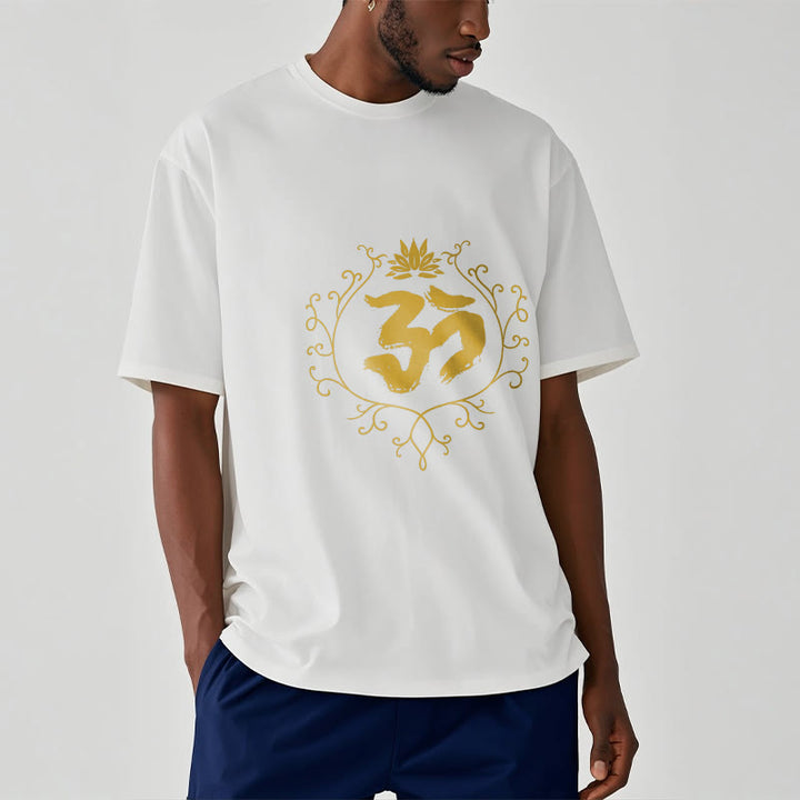 Buddha Stones Om Lotus Flower Vine Pattern Meditation Baumwoll-T-Shirt - image 8