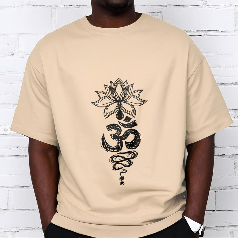 Buddha Stones Om Sanskrit Lotusblumenmuster Meditation Baumwoll-T-Shirt - image 12