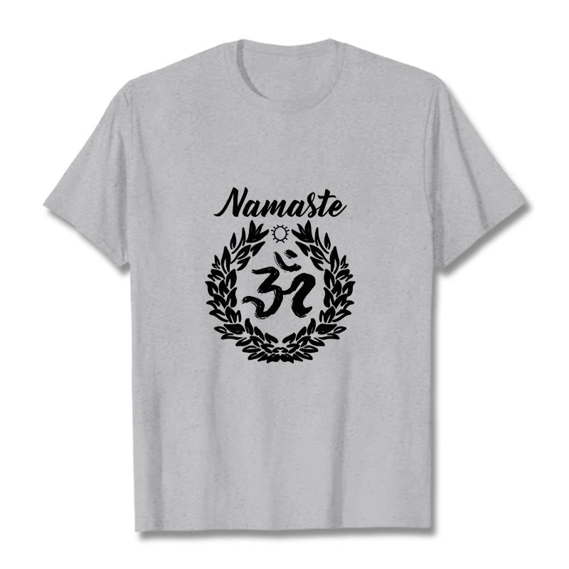 Buddha Stones Om Sanskrit Namaste Blätter Muster Meditation Baumwolle T-Shirt - Hellgrau - 2XL - image 20