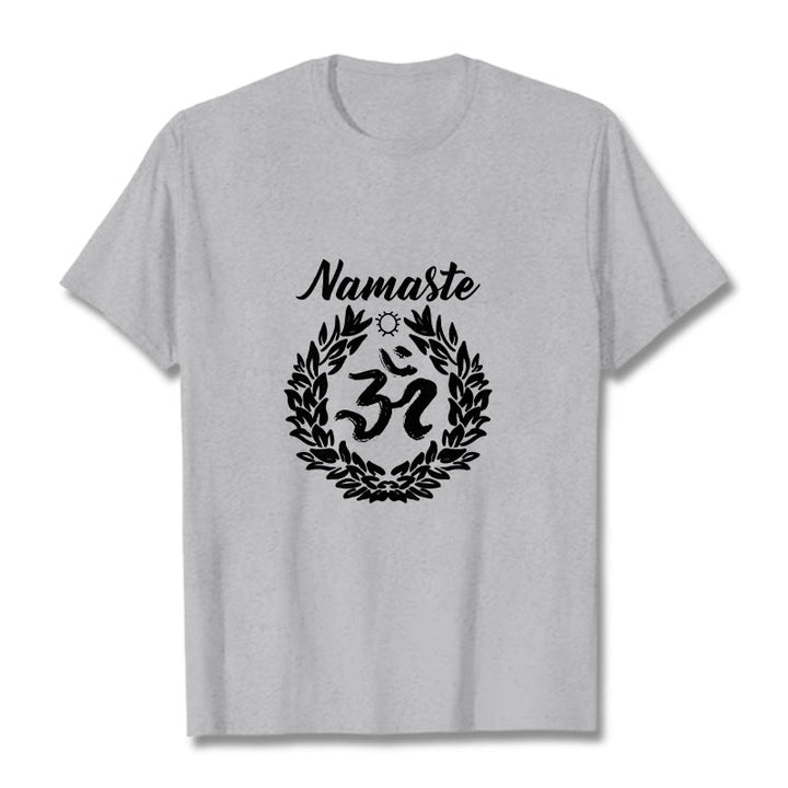 Buddha Stones Om Sanskrit Namaste Blätter Muster Meditation Baumwolle T-Shirt - Hellgrau - 2XL - image 20