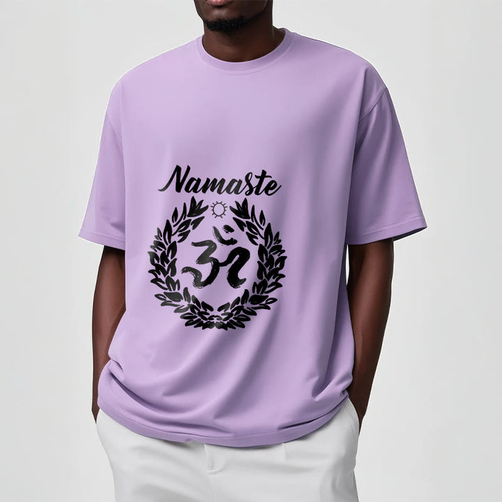 Buddha Stones Om Sanskrit Namaste Blätter Muster Meditation Baumwolle T-Shirt - image 18