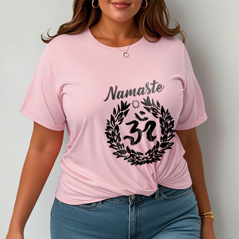 Buddha Stones Om Sanskrit Namaste Blätter Muster Meditation Baumwolle T-Shirt - image 14