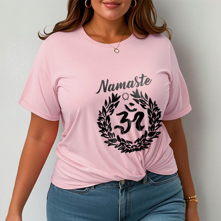 Buddha Stones Om Sanskrit Namaste Blätter Muster Meditation Baumwolle T-Shirt - image 14