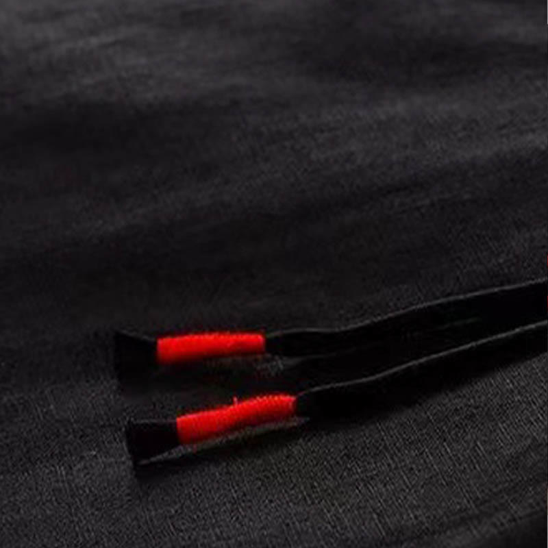 Buddha Stones Lässige, einfarbige Damenhose aus Baumwolle mit weitem Bein und einem Knopf und Taschen - image 9