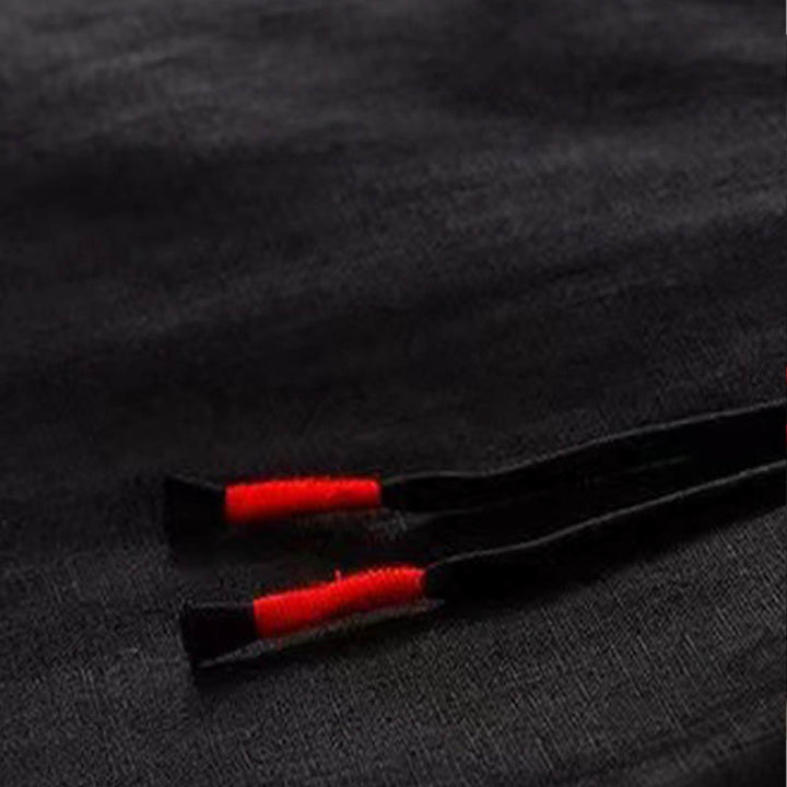 Buddha Stones Lässige, einfarbige Damenhose aus Baumwolle mit weitem Bein und einem Knopf und Taschen - image 9