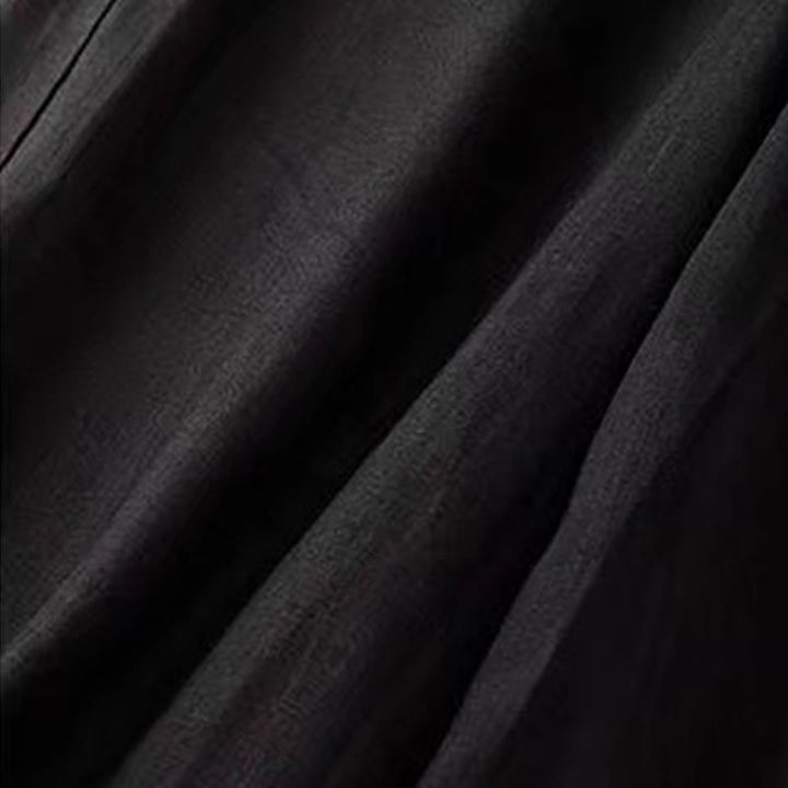 Buddha Stones Lässige, einfarbige Damenhose aus Baumwolle mit weitem Bein und einem Knopf und Taschen - image 10