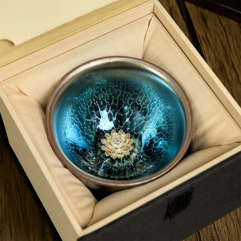 Buddha Stones Handgemachte chinesische Jianzhan Lotus Blaue Keramik-Teetasse Kung Fu Teetasse 150ml - image 3