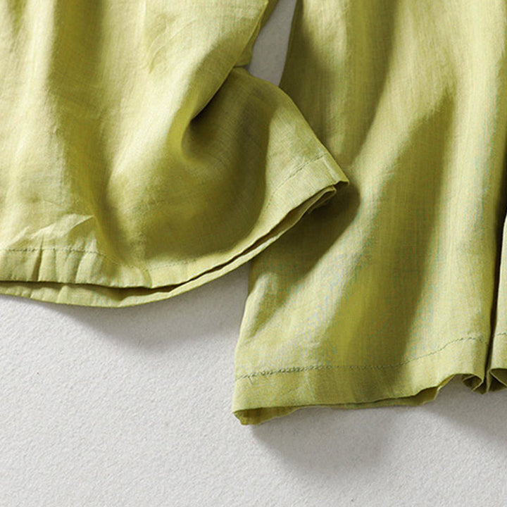 Buddha Stones – Einfarbige, weit geschnittene Damenhose mit Schnürung - image 13