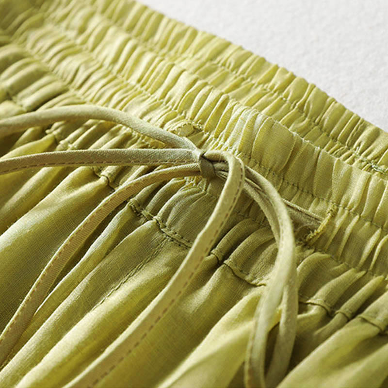 Buddha Stones – Einfarbige, weit geschnittene Damenhose mit Schnürung - image 16