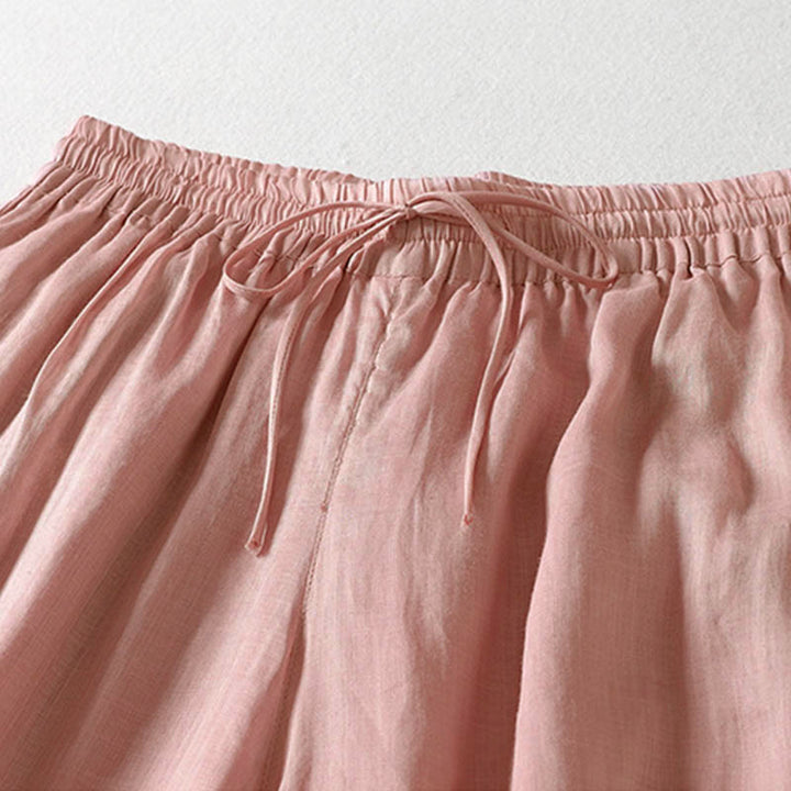 Buddha Stones – Einfarbige, weit geschnittene Damenhose mit Schnürung - image 26