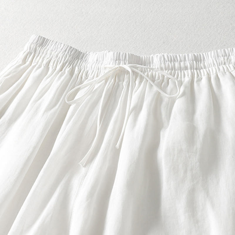 Buddha Stones – Einfarbige, weit geschnittene Damenhose mit Schnürung - image 9