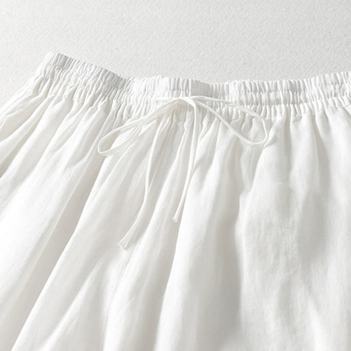 Buddha Stones – Einfarbige, weit geschnittene Damenhose mit Schnürung - image 9