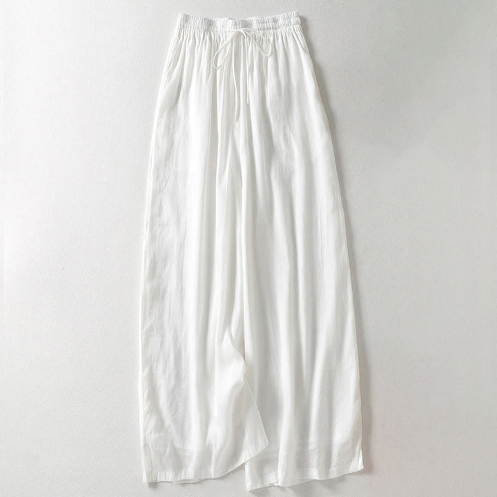 Buddha Stones – Einfarbige, weit geschnittene Damenhose mit Schnürung - image 7